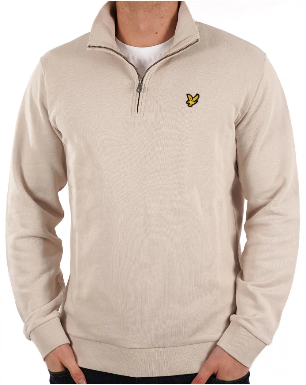 Lyle & Scott 1/4 Zip Sweatshirt Stone - Image 3