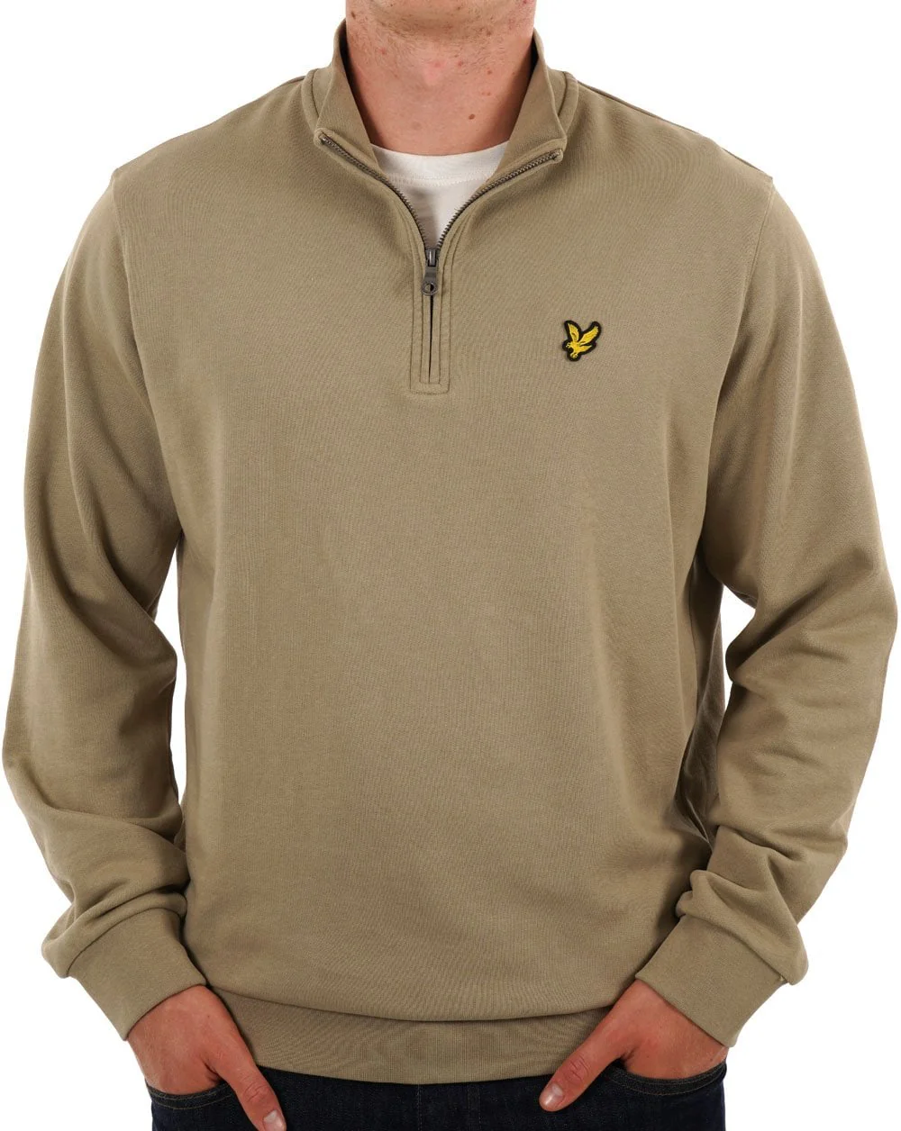 Lyle & Scott 1/4 Zip Sweatshirt Stone - Image 3