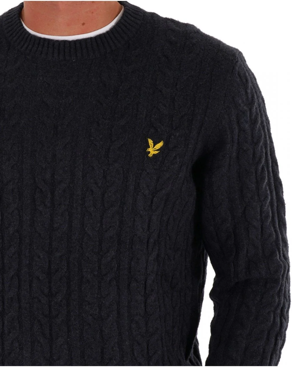 Lyle & Scott Cable Crew Knit Dark Navy Marl - Image 2