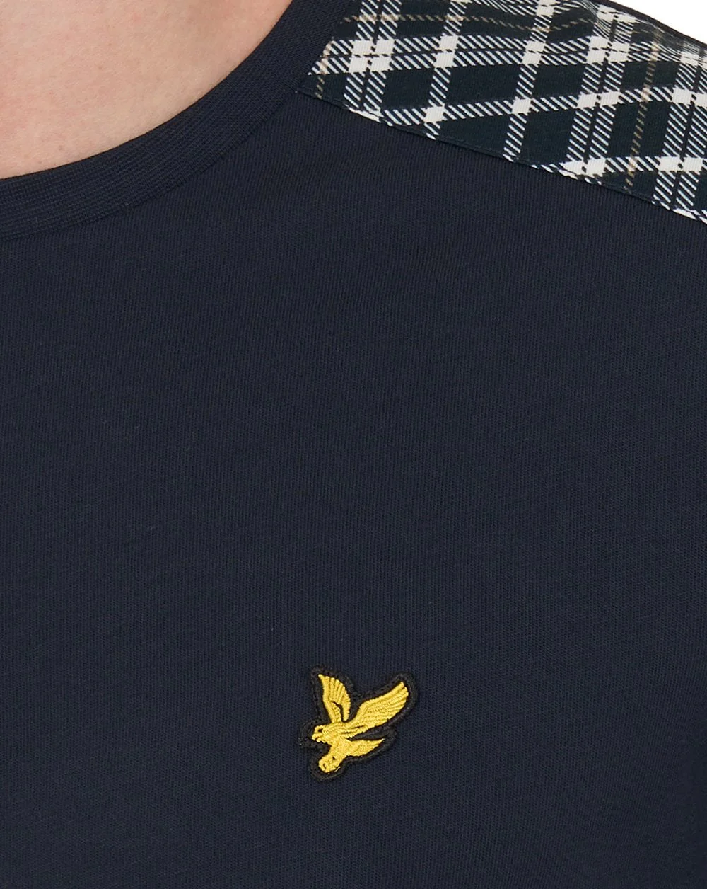 Lyle & Scott Check Panelled T Shirt Dark Navy - Image 4