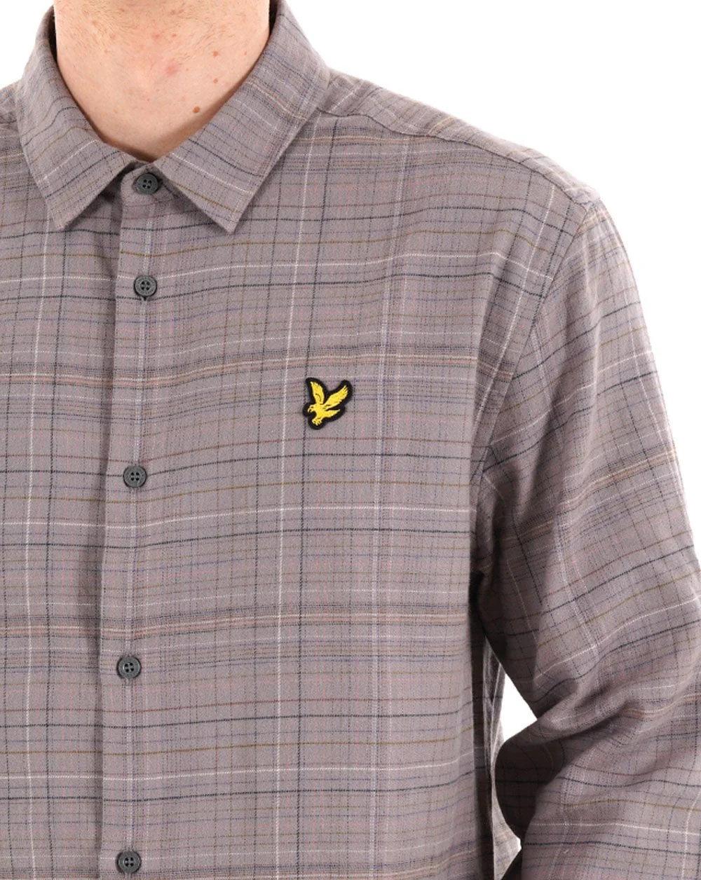 Lyle & Scott Checked Flannel Shirt Gull Grey - Image 2