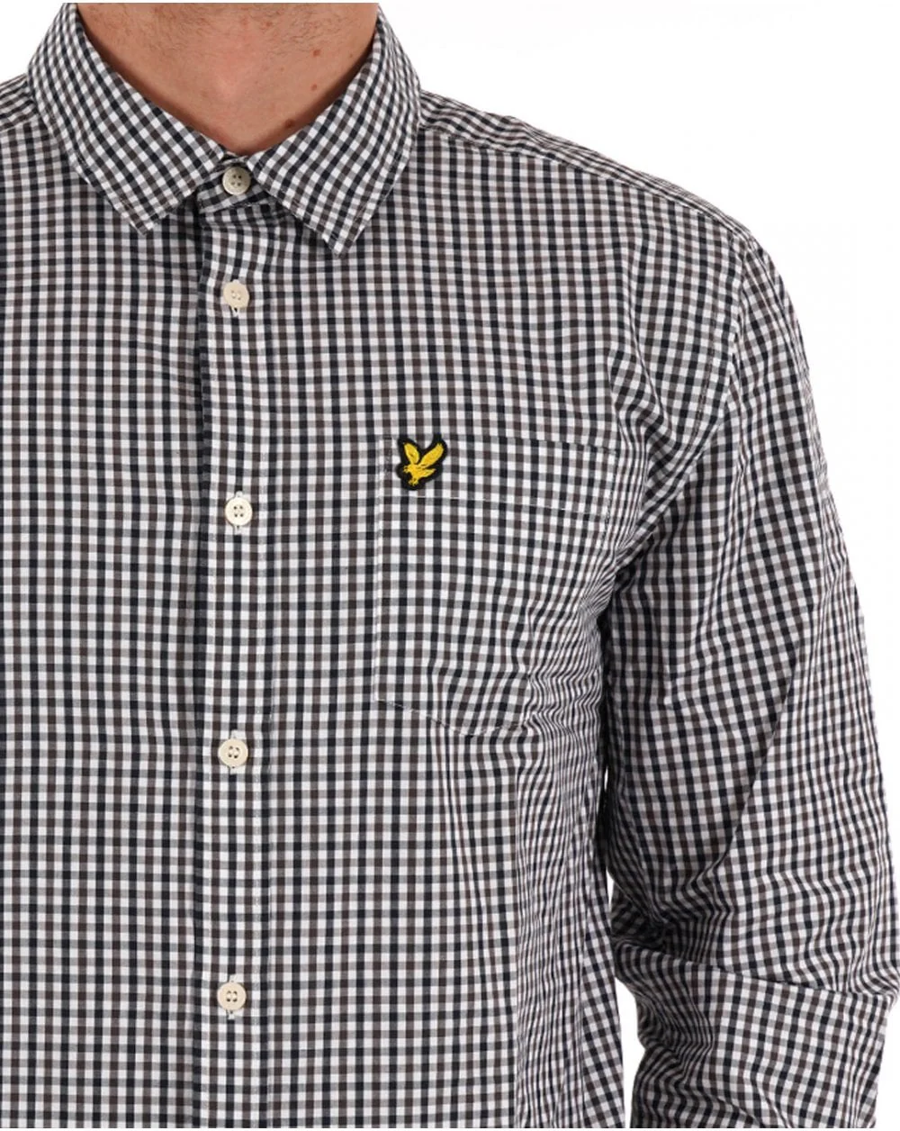 Lyle & Scott Checked Gingham Shirt White/Dark Navy - Image 2