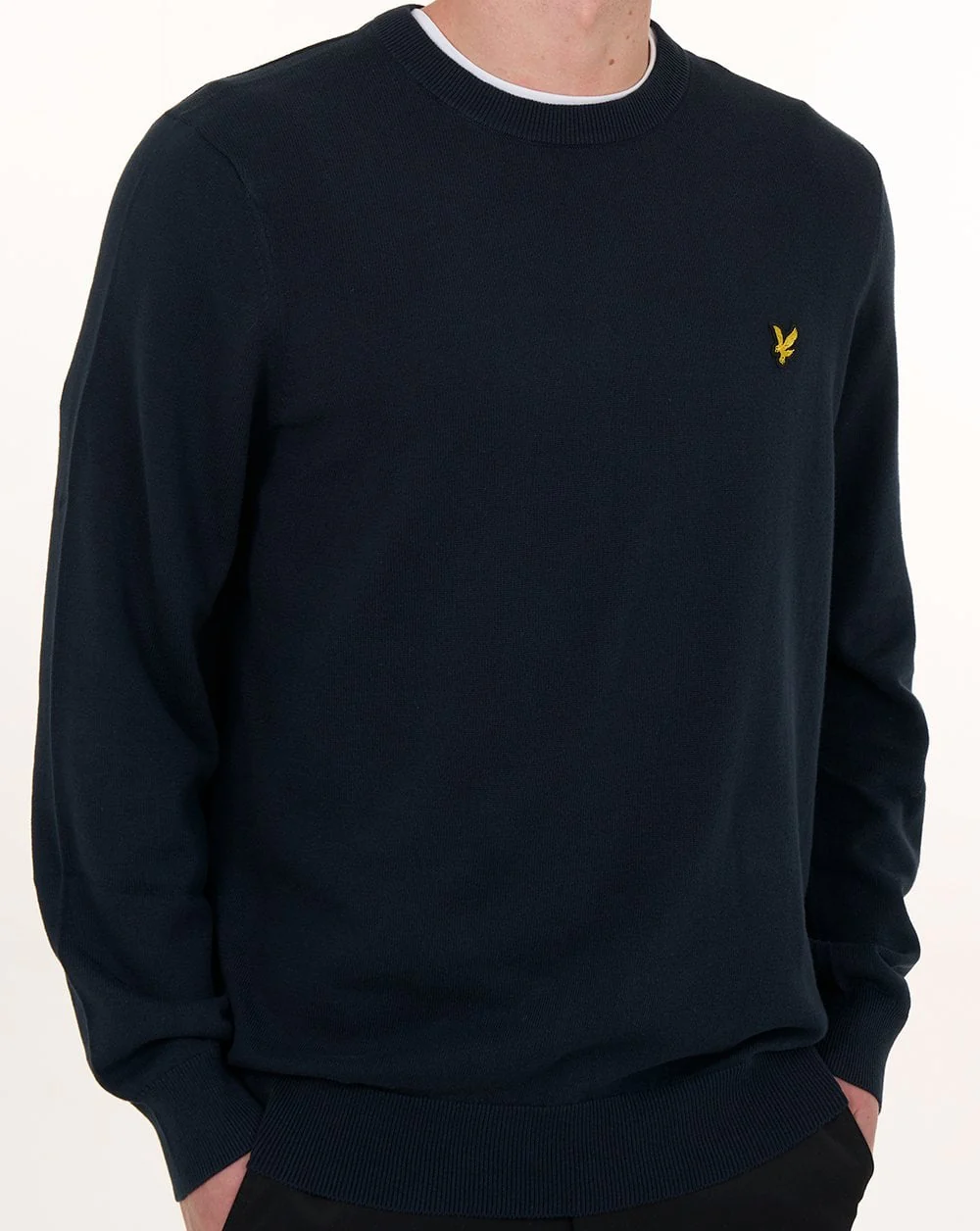Lyle & Scott Cotton Crew Neck Jumper Dark Navy - Image 3