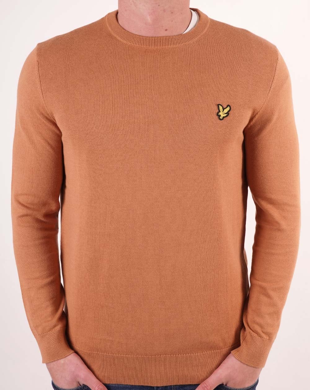 Lyle & Scott Cotton Crew Neck Jumper Light Toffee - Image 3