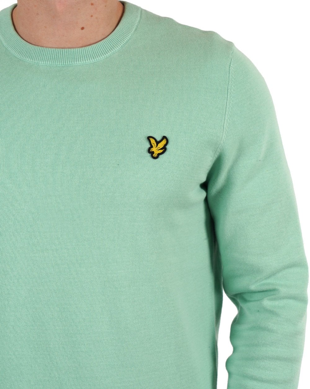 Lyle & Scott Cotton Crew Neck Jumper Pastel Green - Image 2