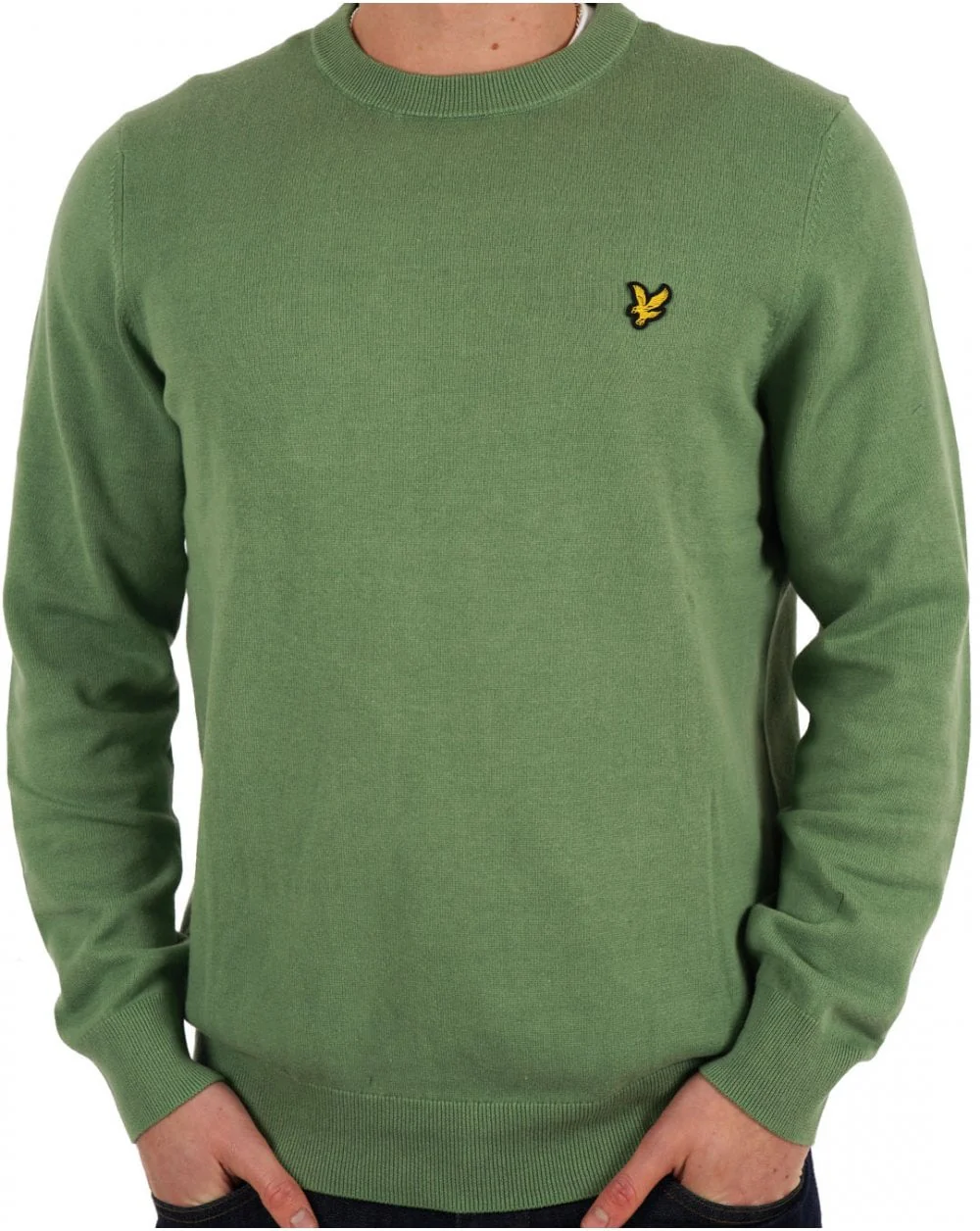 Lyle & Scott Cotton Crew Neck Jumper Smoke Green