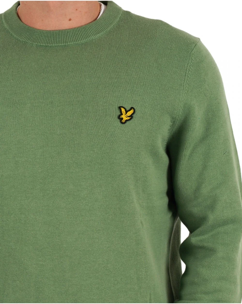 Lyle & Scott Cotton Crew Neck Jumper Smoke Green - Image 2