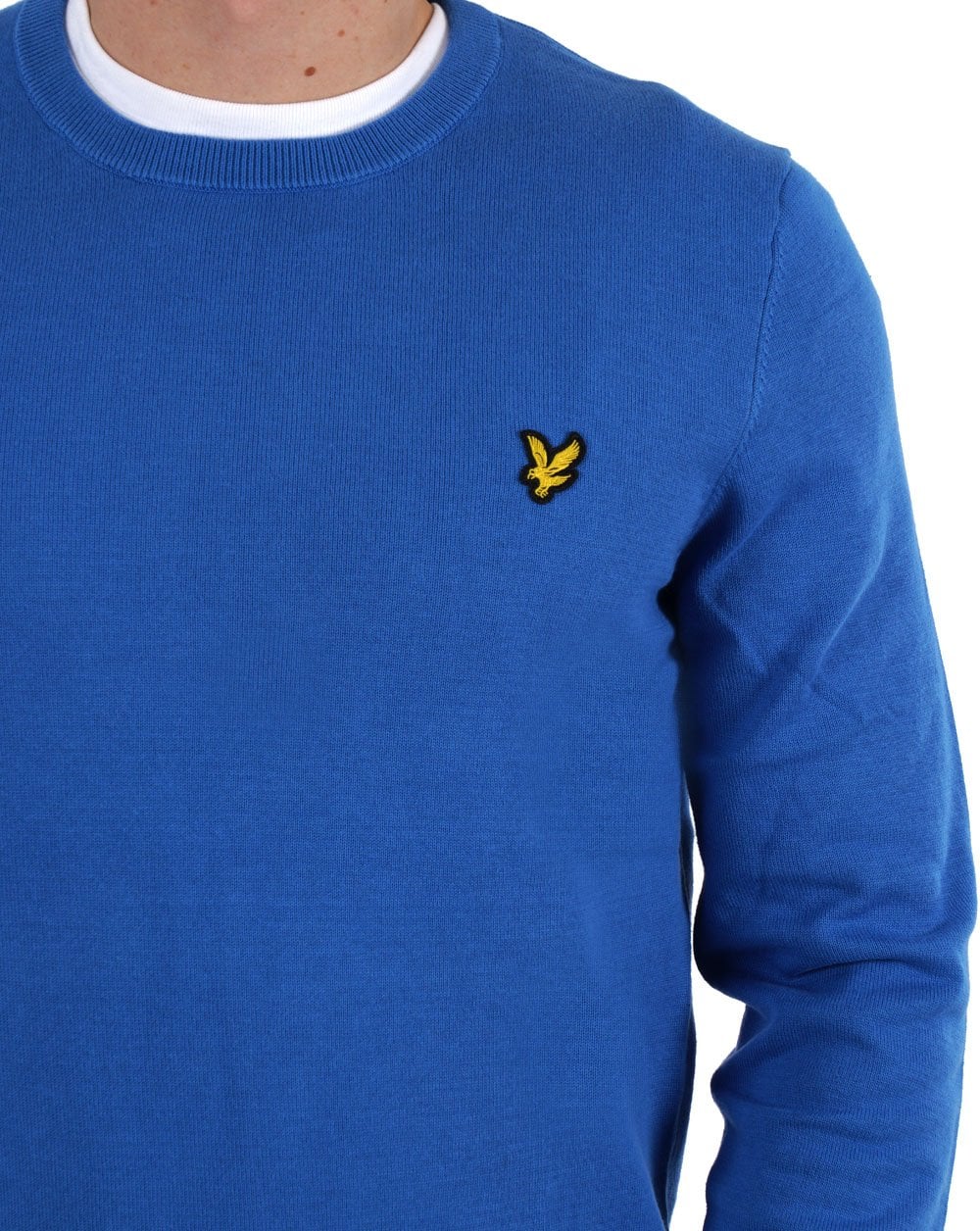 Lyle & Scott Cotton Crew Neck Jumper Spring Blue - Image 2