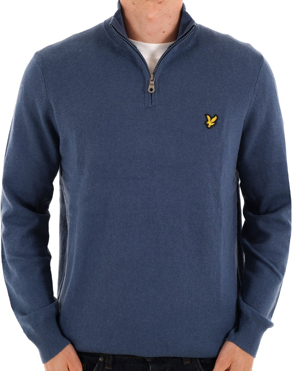 Lyle & Scott Cotton Merino 1/4 Zip Jumper Deep Water - Image 3
