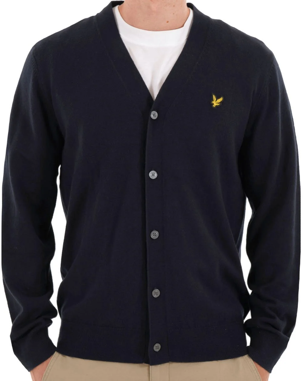 Lyle & Scott Cotton Merino Cardigan Dark Navy