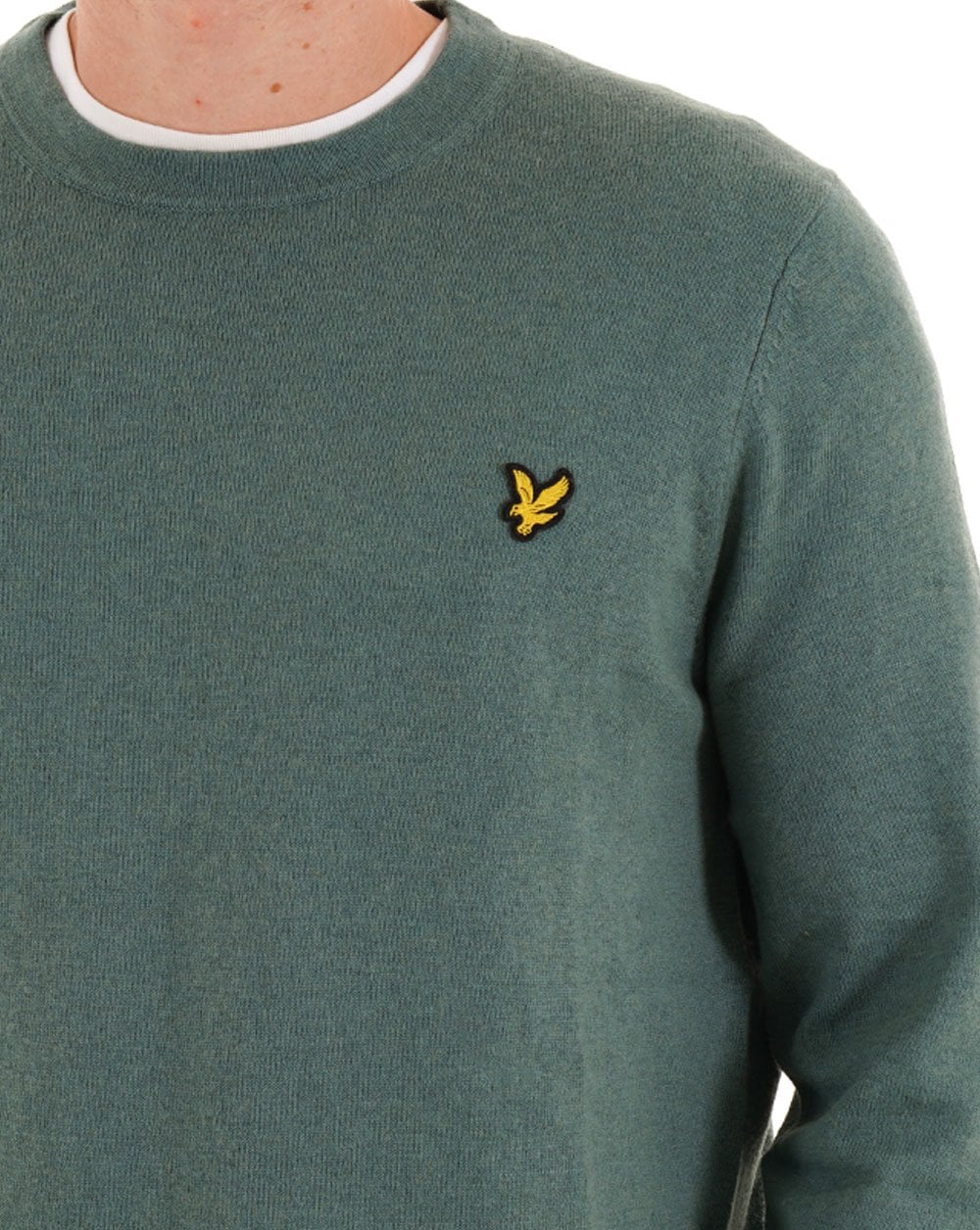 Lyle & Scott Cotton Merino Crew Jumper Agave Green - Image 2
