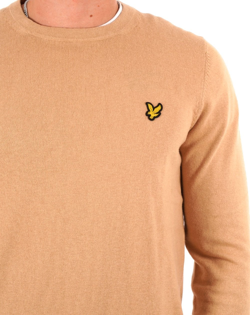 Lyle & Scott Cotton Merino Crew Jumper Biscuit - Image 2