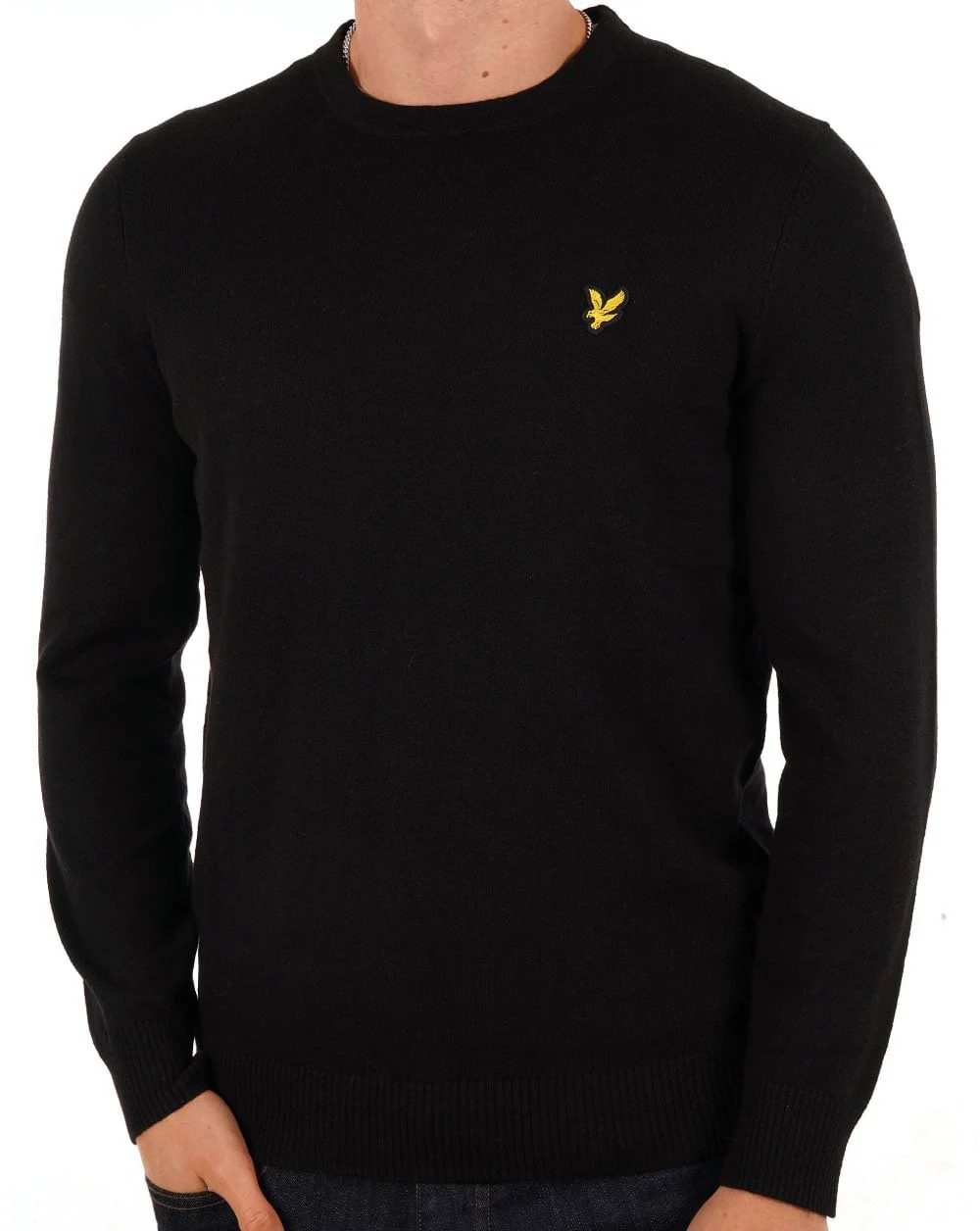 Lyle & Scott Cotton Merino Crew Jumper Jet Black - Image 3