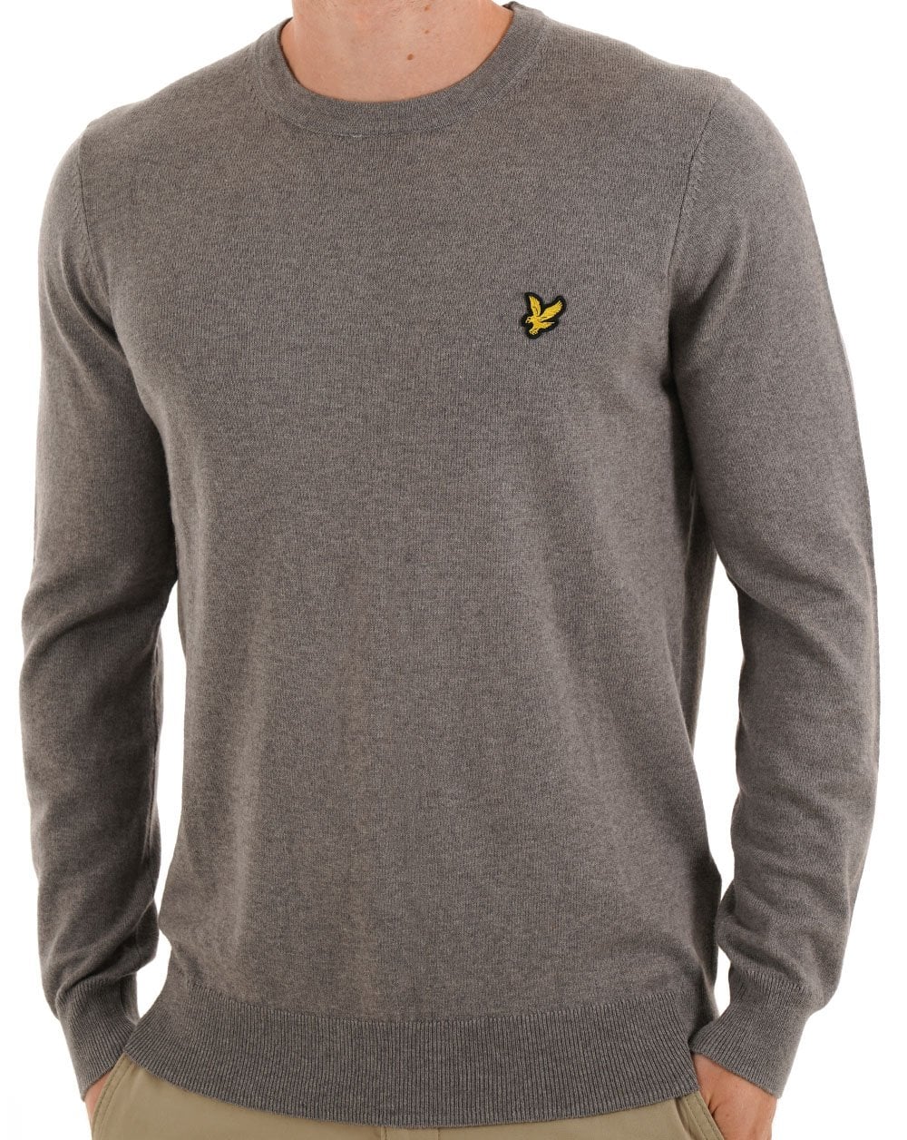 Lyle & Scott Cotton Merino Crew Jumper Mid Grey Marl