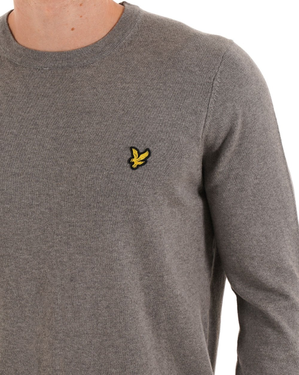 Lyle & Scott Cotton Merino Crew Jumper Mid Grey Marl - Image 2