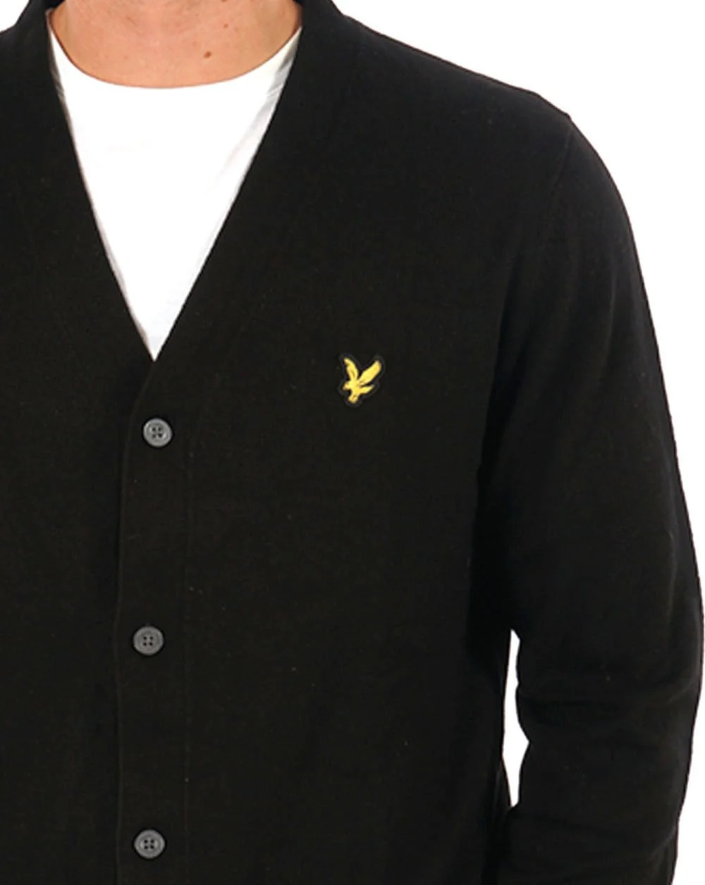 Lyle & Scott Cotton Merino V Neck Cardigan Black - Image 2