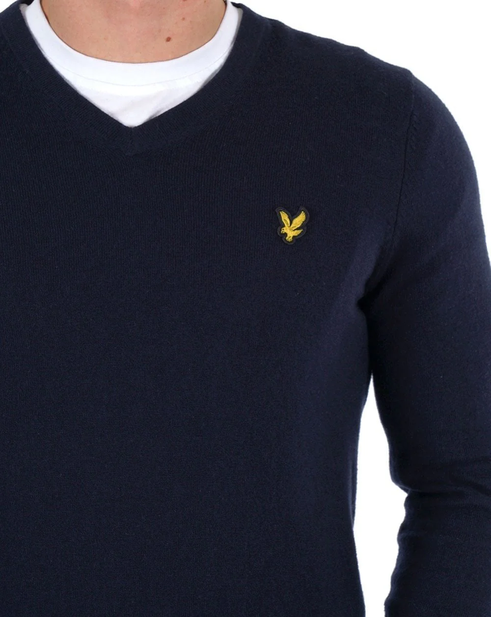 Lyle & Scott Cotton Merino V Neck Jumper Dark Navy - Image 2