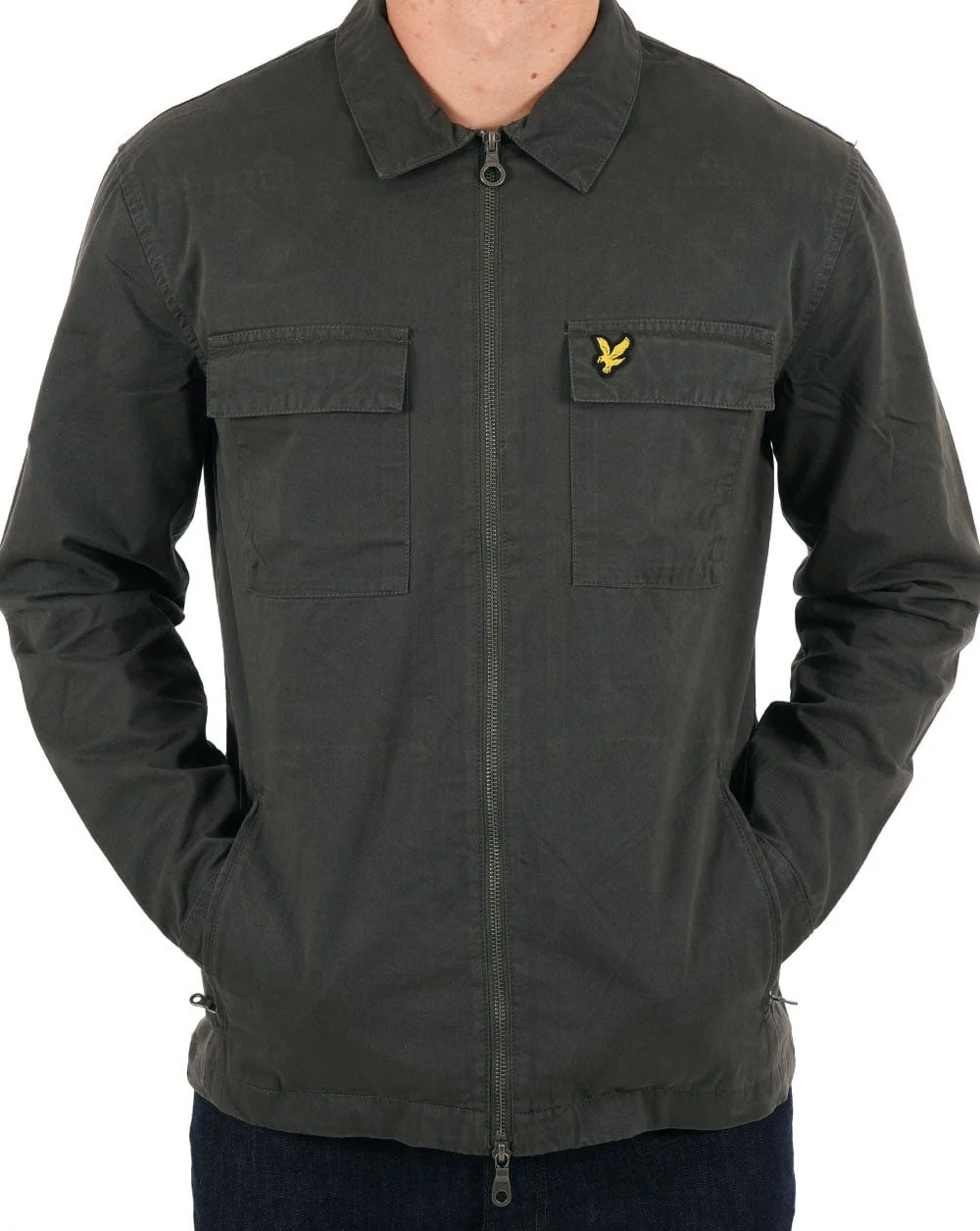 Lyle & Scott Cotton Twill Overshirt Gunmetal - Image 3