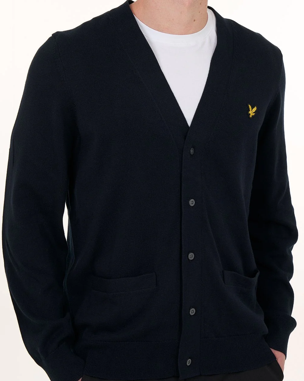 Lyle & Scott Cotton V Neck Cardigan Dark Navy - Image 3