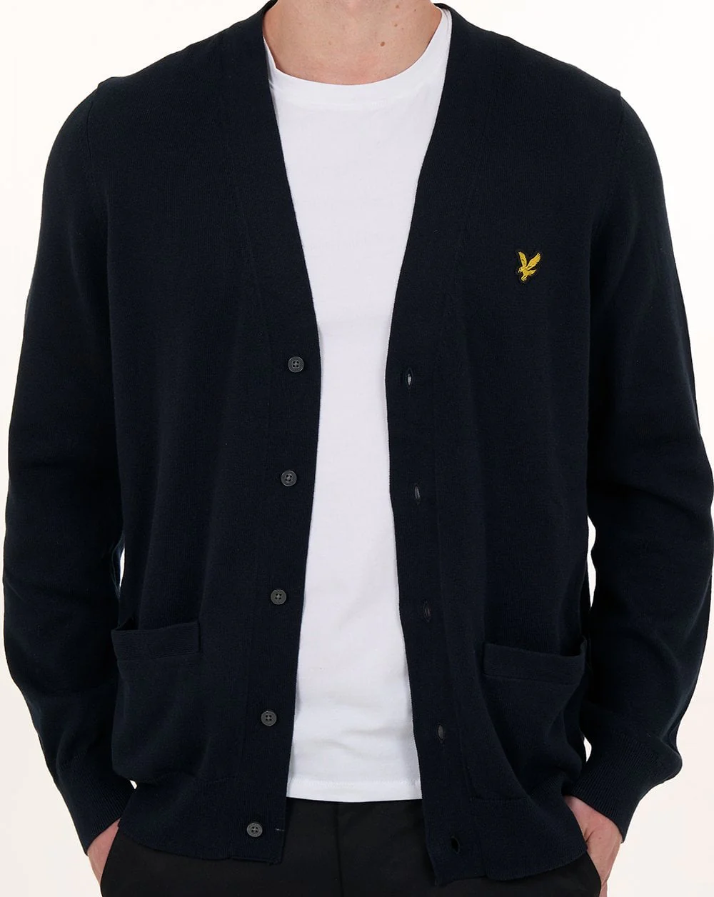 Lyle & Scott Cotton V Neck Cardigan Dark Navy - Image 4