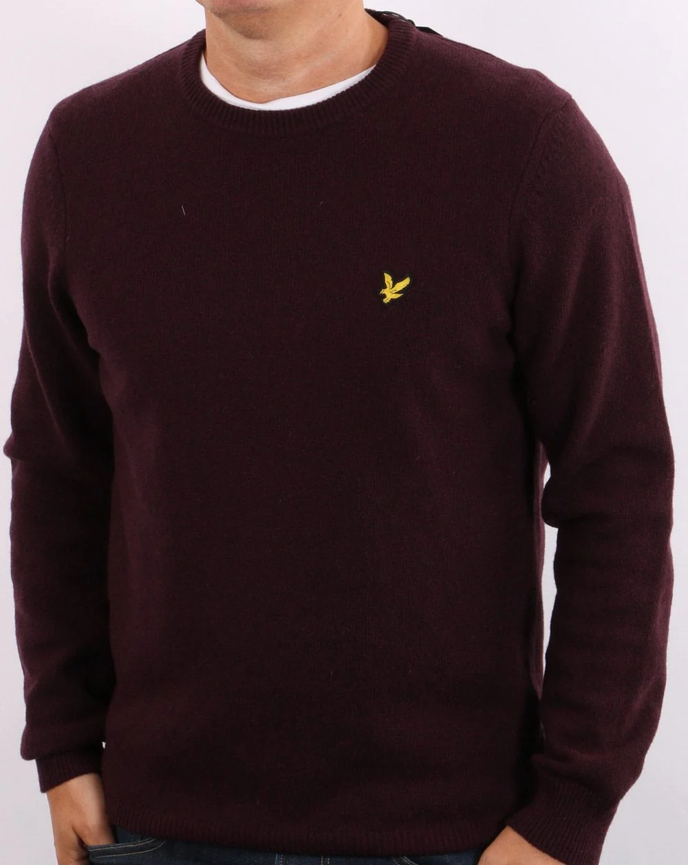 Lyle & Scott Crew Neck Lambswool Knit Burgundy