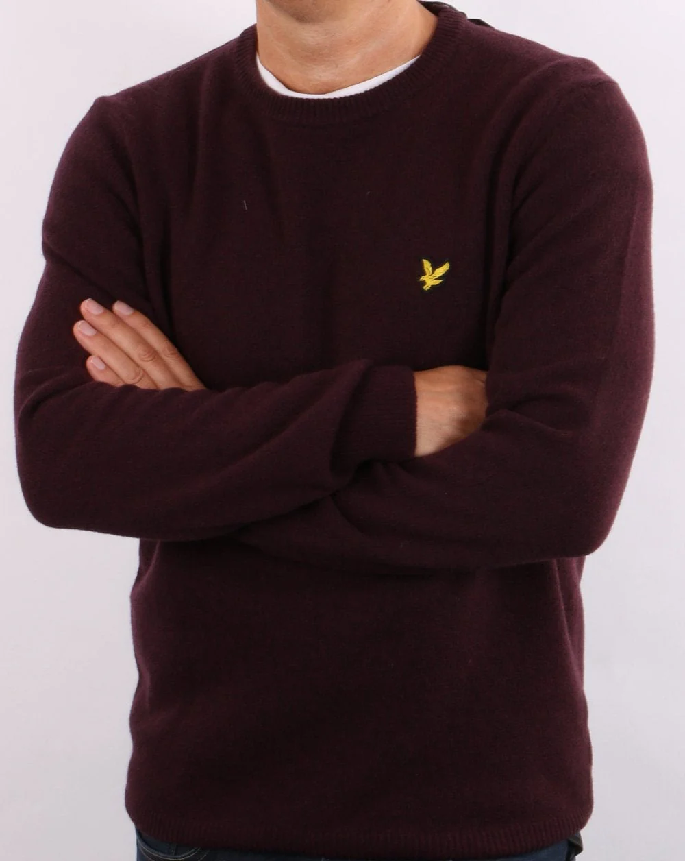 Lyle & Scott Crew Neck Lambswool Knit Burgundy - Image 4