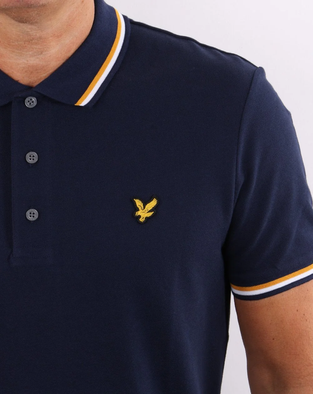 Lyle & Scott Double Tipped Polo Shirt Navy - Image 2