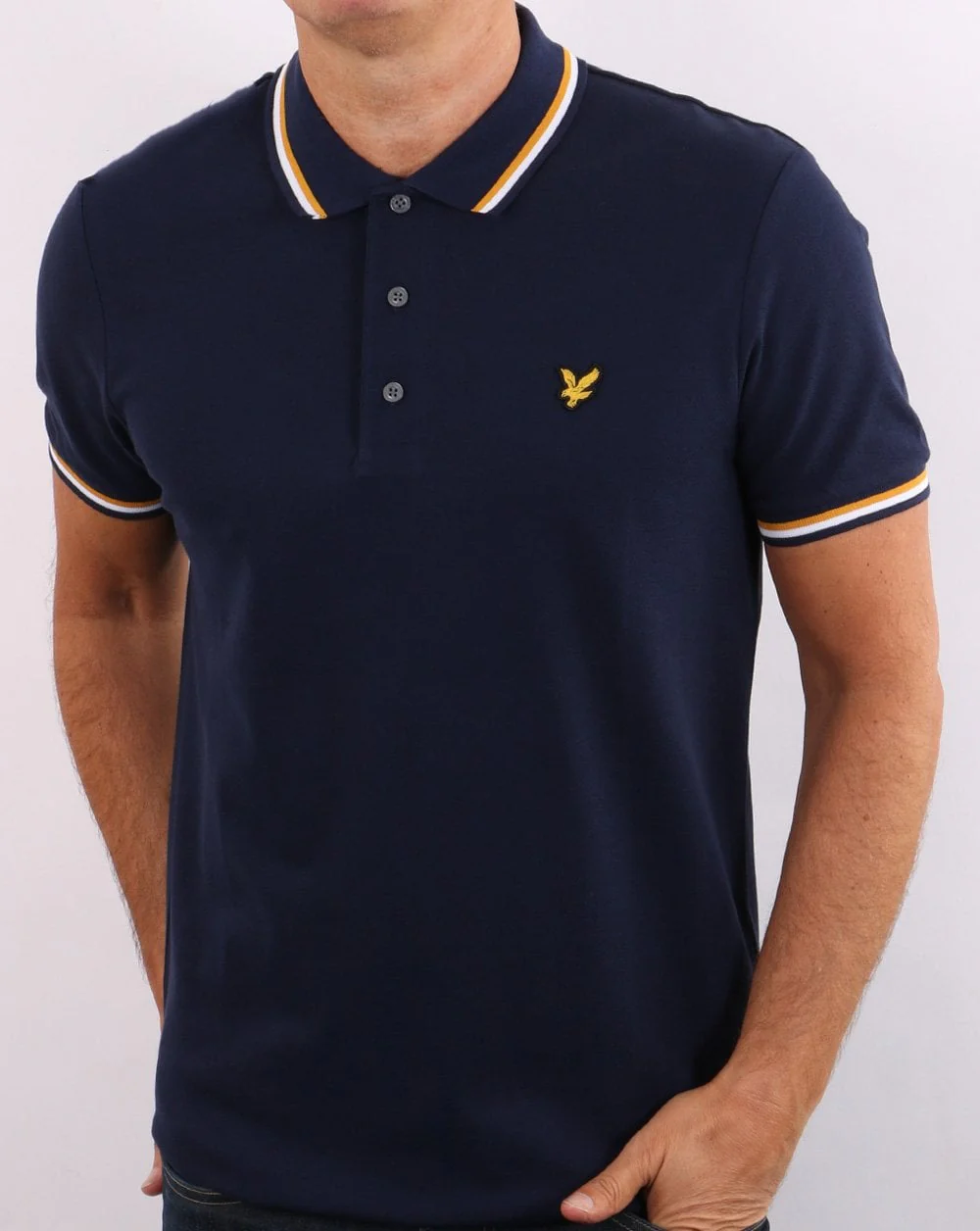 Lyle & Scott Double Tipped Polo Shirt Navy - Image 3
