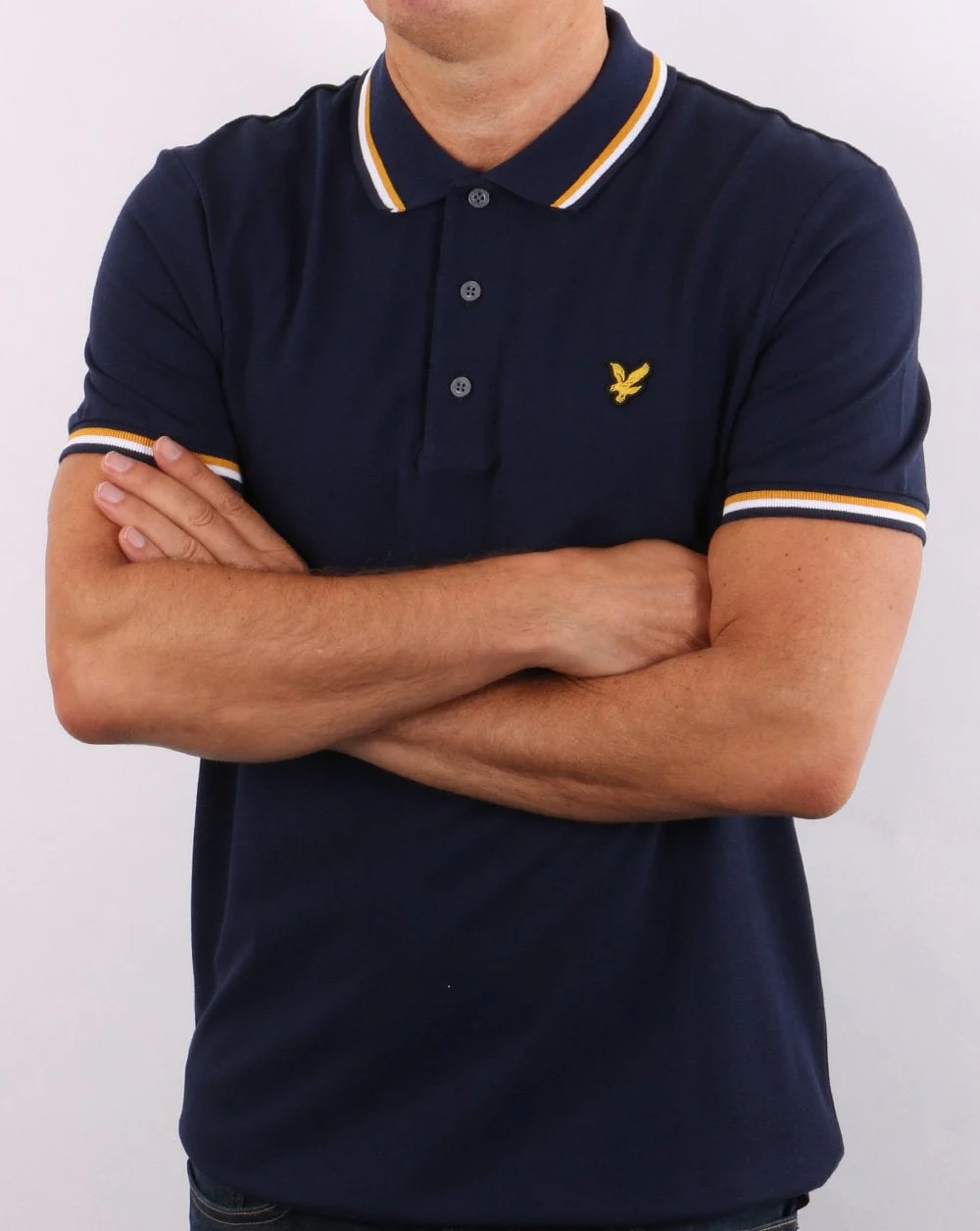Lyle & Scott Double Tipped Polo Shirt Navy - Image 4