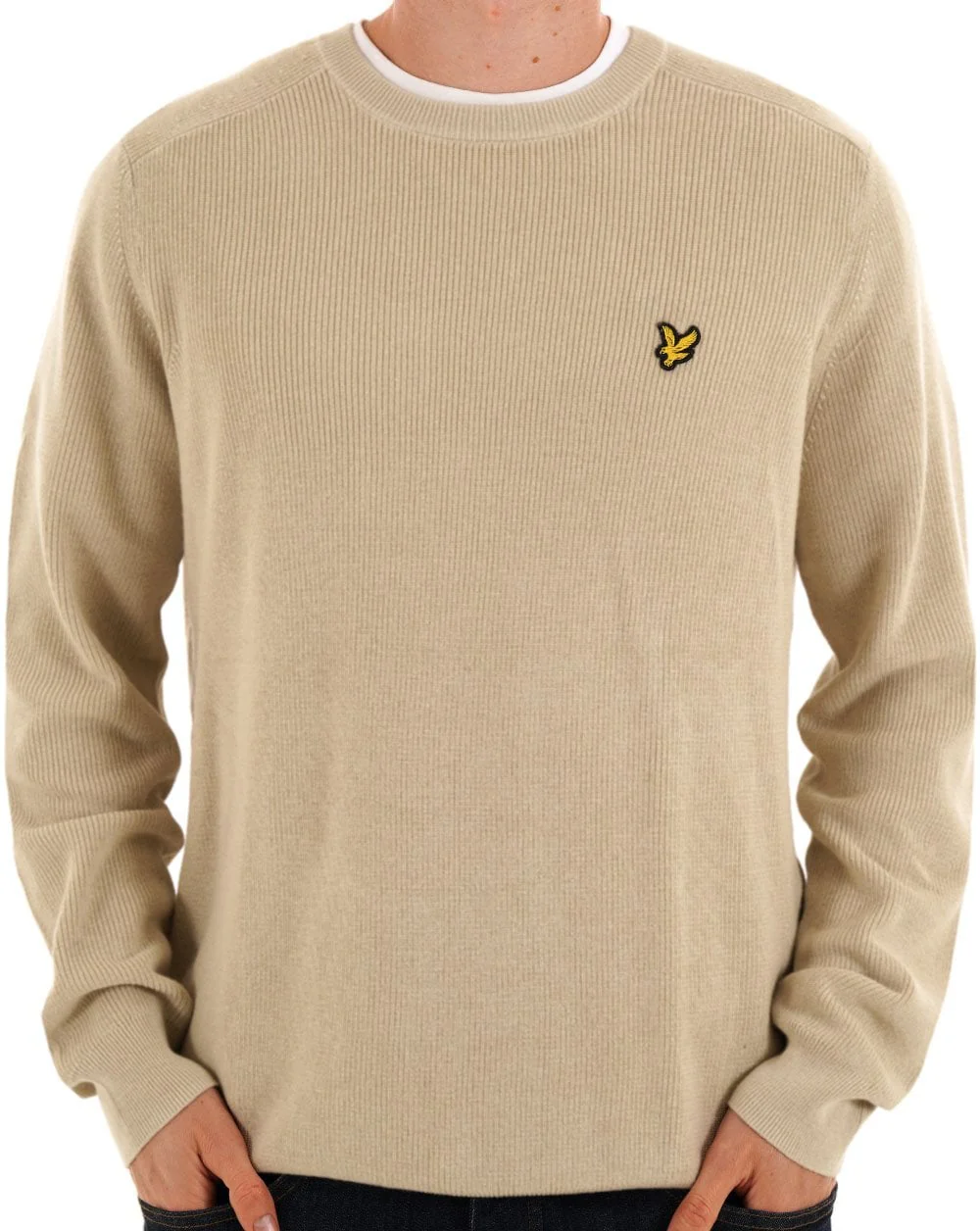 Lyle & Scott Engineered Rib Crew Neck Taupe - Image 2