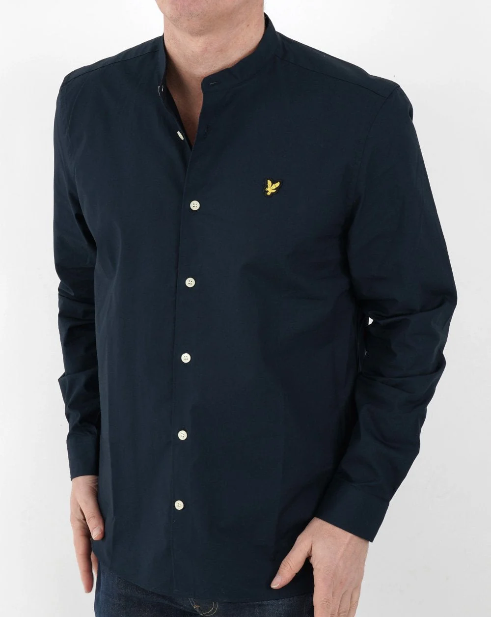 Lyle & Scott Grandad Collar Shirt Navy - Image 3