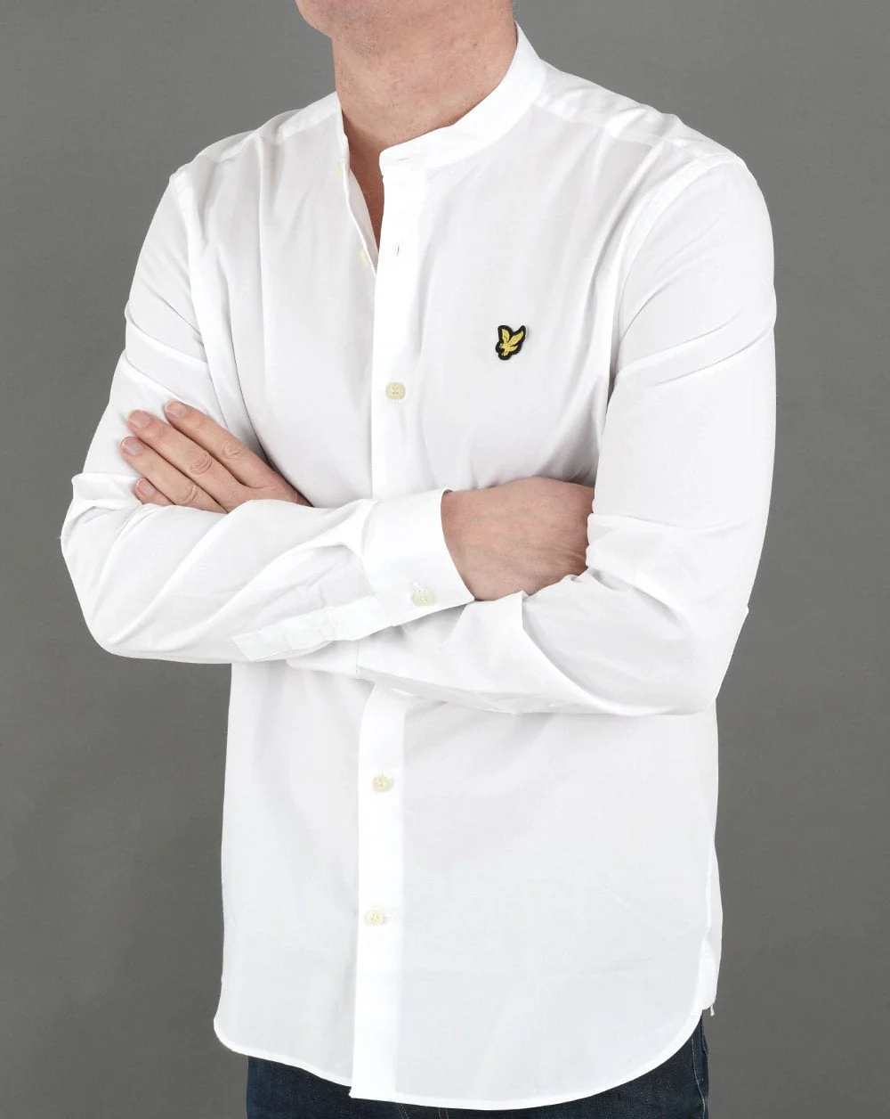 Lyle & Scott Grandad Collar Shirt White - Image 3