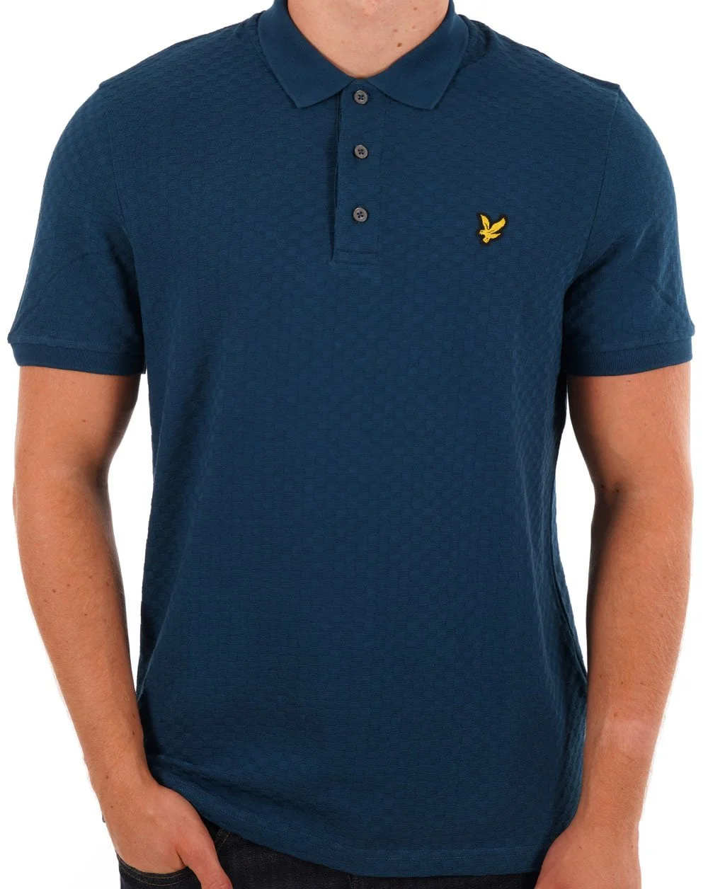 Lyle & Scott Grid Texture Polo Shirt Apres Navy