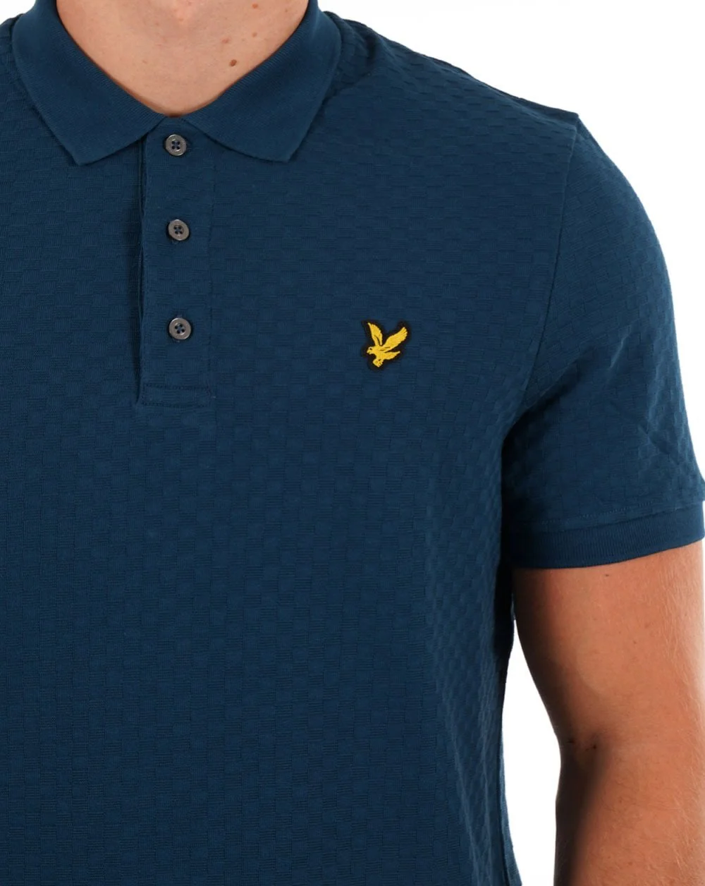 Lyle & Scott Grid Texture Polo Shirt Apres Navy - Image 2