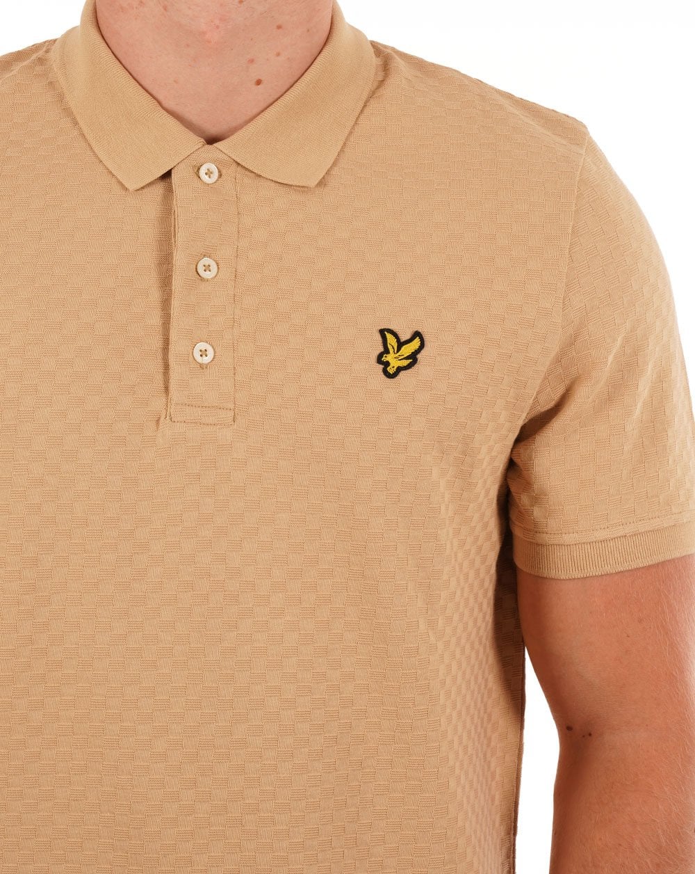 Lyle & Scott Grid Texture Polo Shirt Biscuit - Image 2