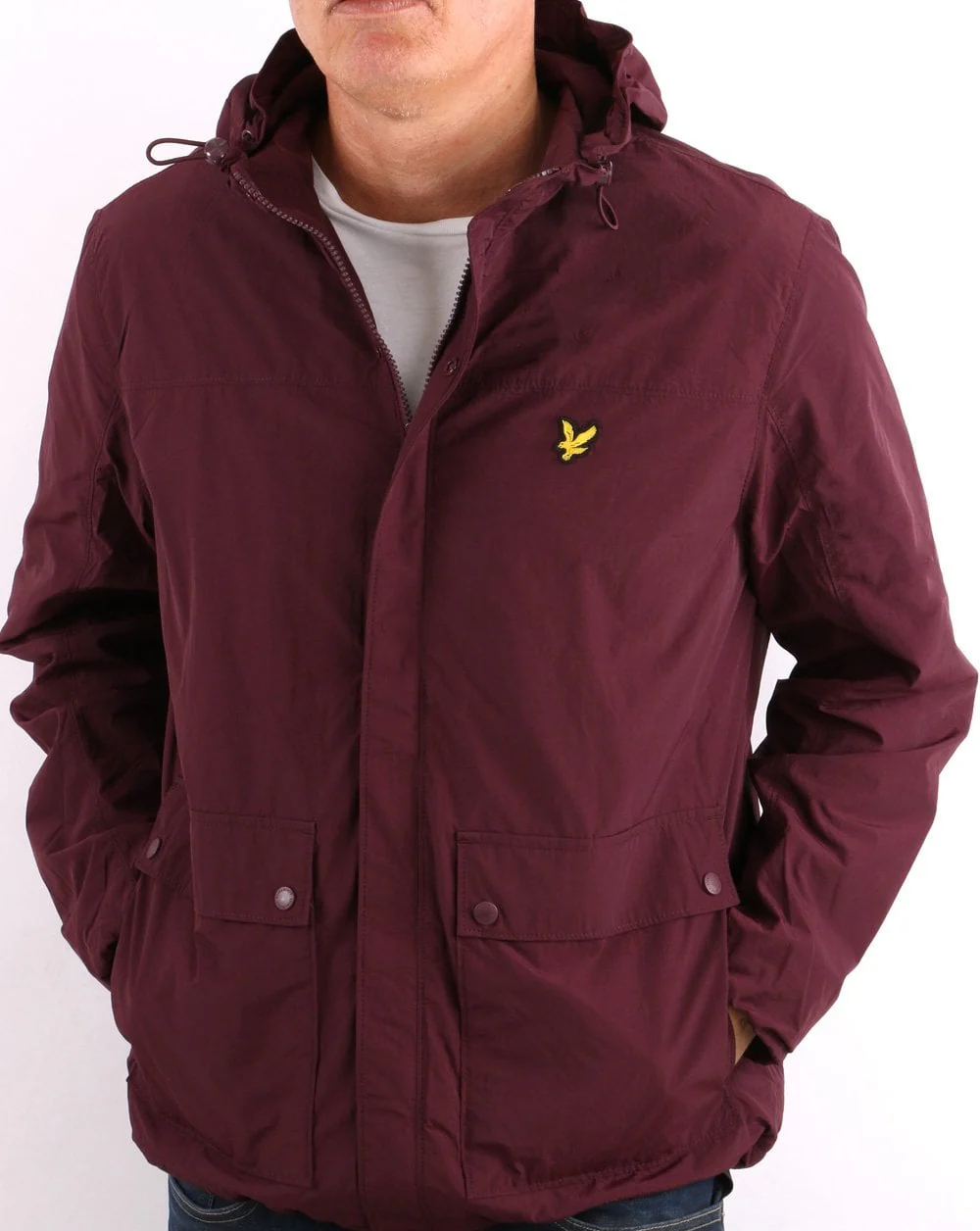 Lyle & Scott Hooded Pocket Jacket Burgundy - Image 3