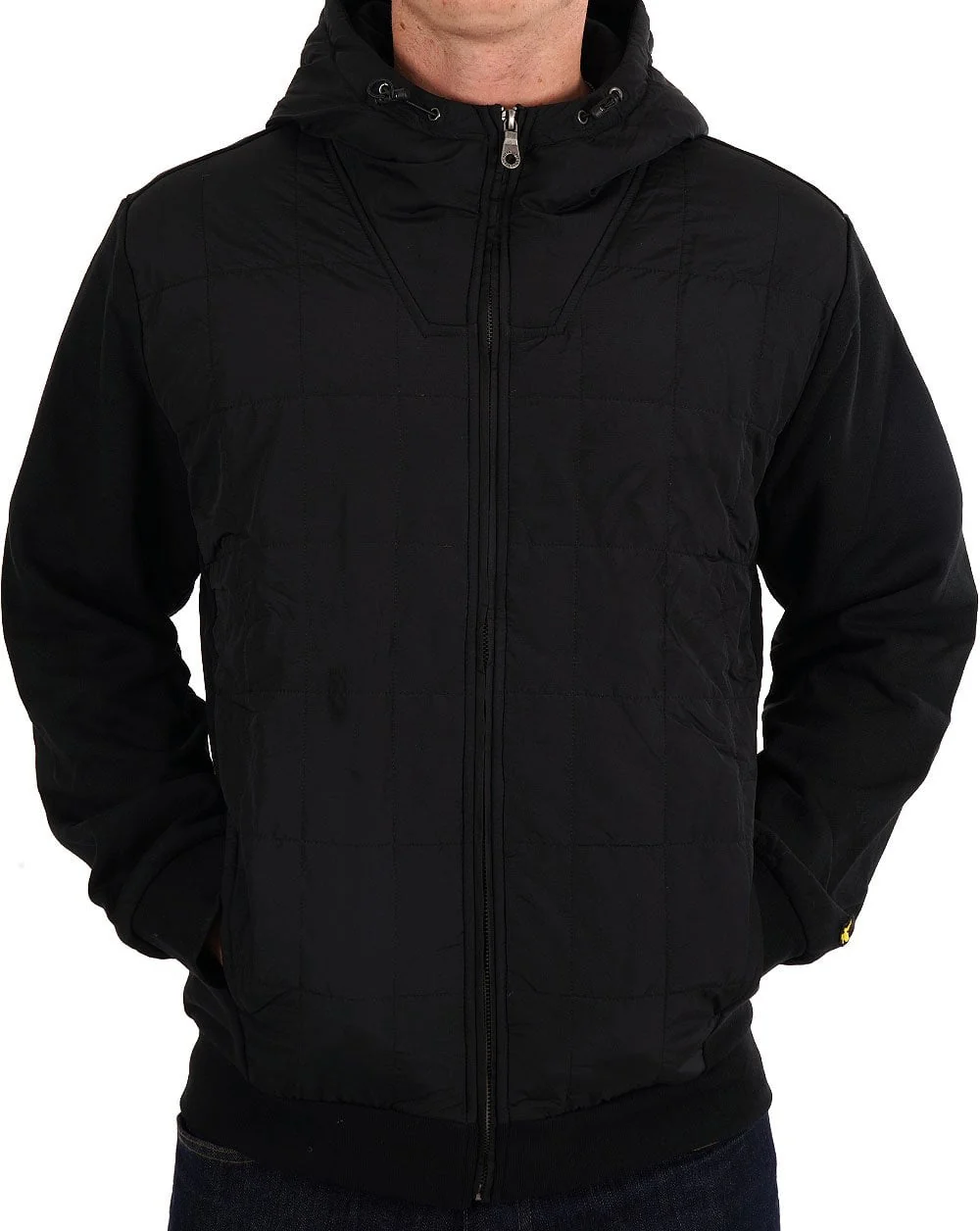 Lyle & Scott Hybrid Quilted Zip Thru Hoodie Black - Image 2