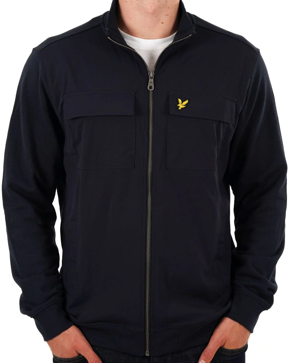 Lyle & Scott Hybrid Zip Track Jacket Navy - Image 3