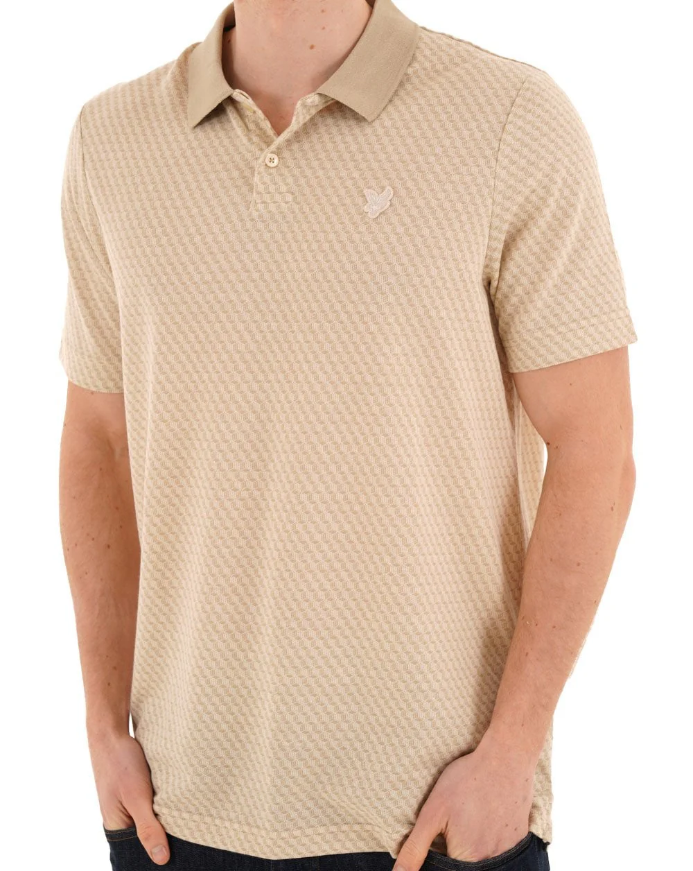 Lyle & Scott Jacquard Polo Shirt Natural - Image 2