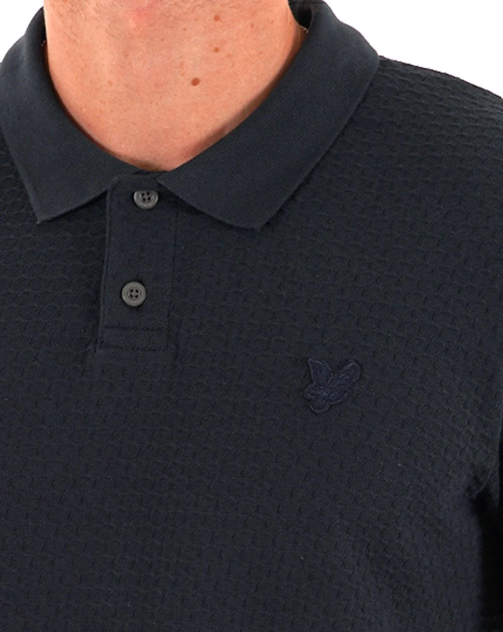 Lyle & Scott Jacquard Sovereign Polo Navy Blue - Image 3