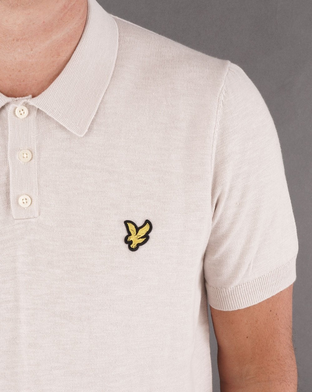 Lyle & Scott Knitted Polo Shirt Light Mist - Image 2