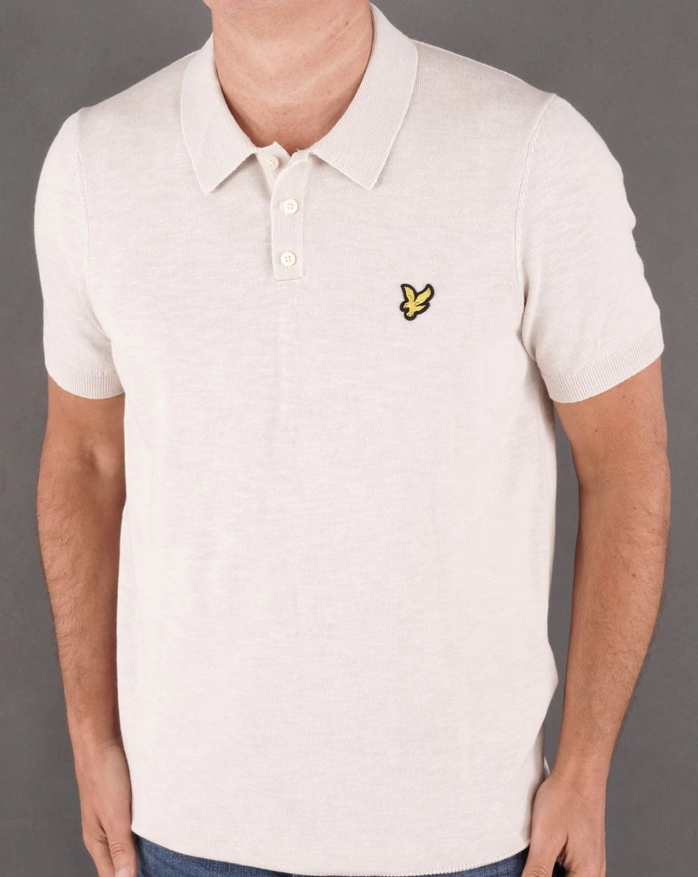 Lyle & Scott Knitted Polo Shirt Light Mist - Image 4