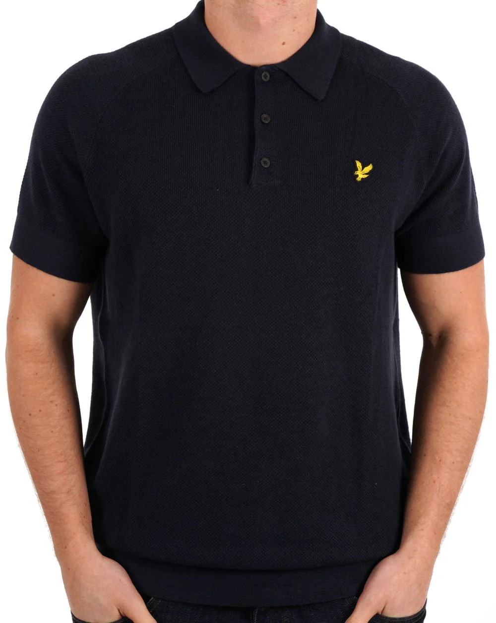 Lyle & Scott Linen Blend Knitted Polo Dark Navy - Image 2