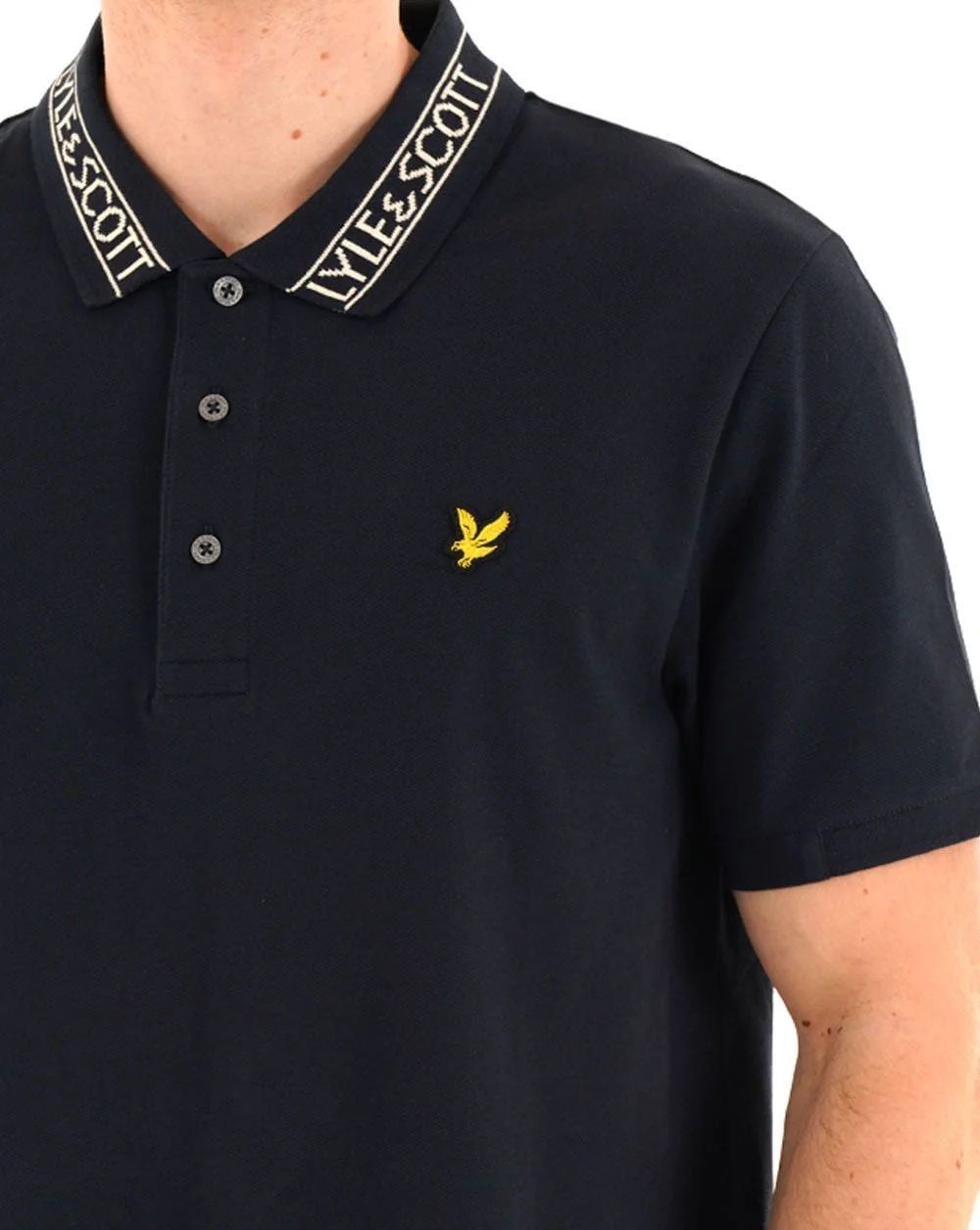 Lyle & Scott Logo Ribbed Polo Shirt Navy - Image 2
