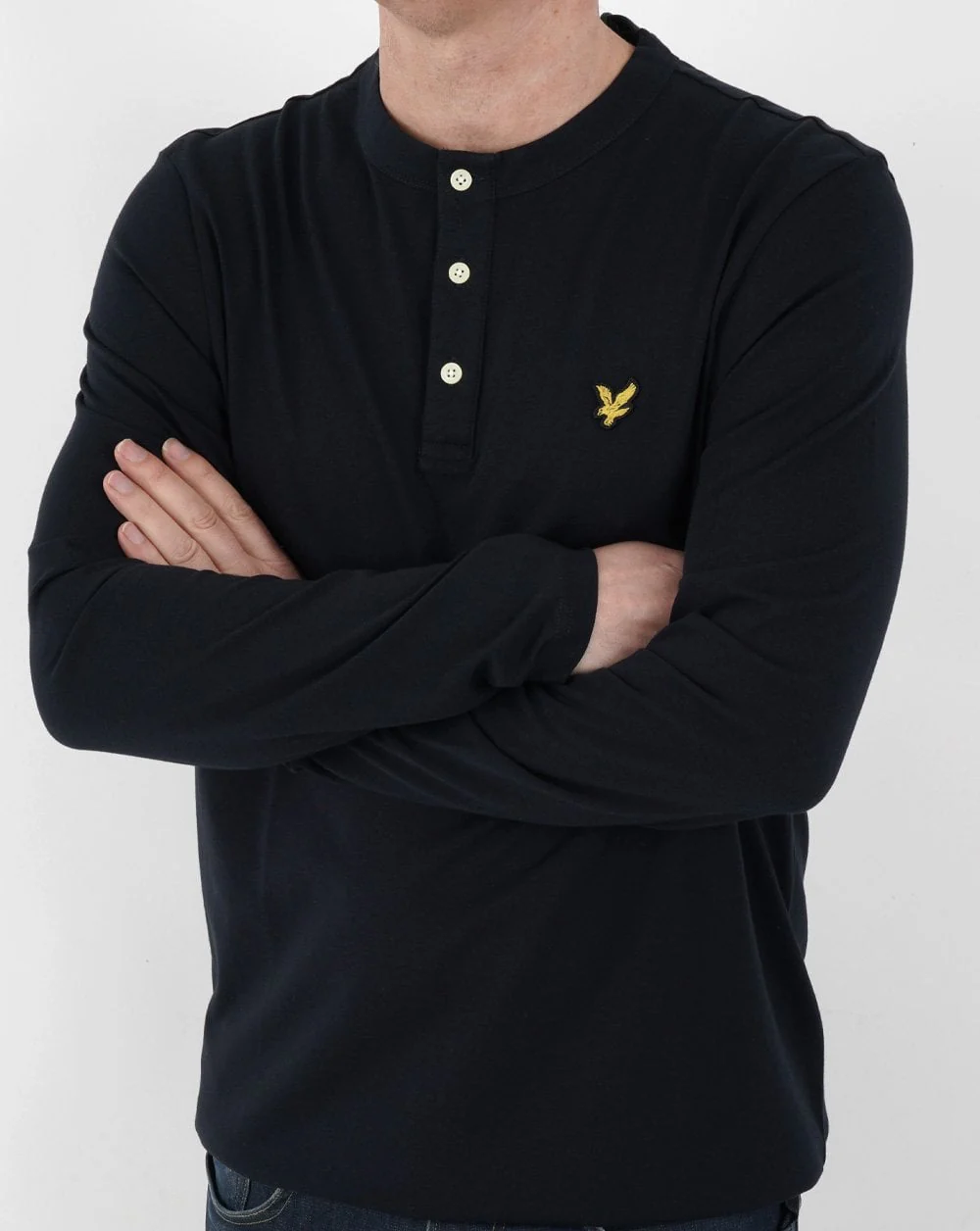 Lyle & Scott Long Sleeve Henley T-shirt Navy - Image 2