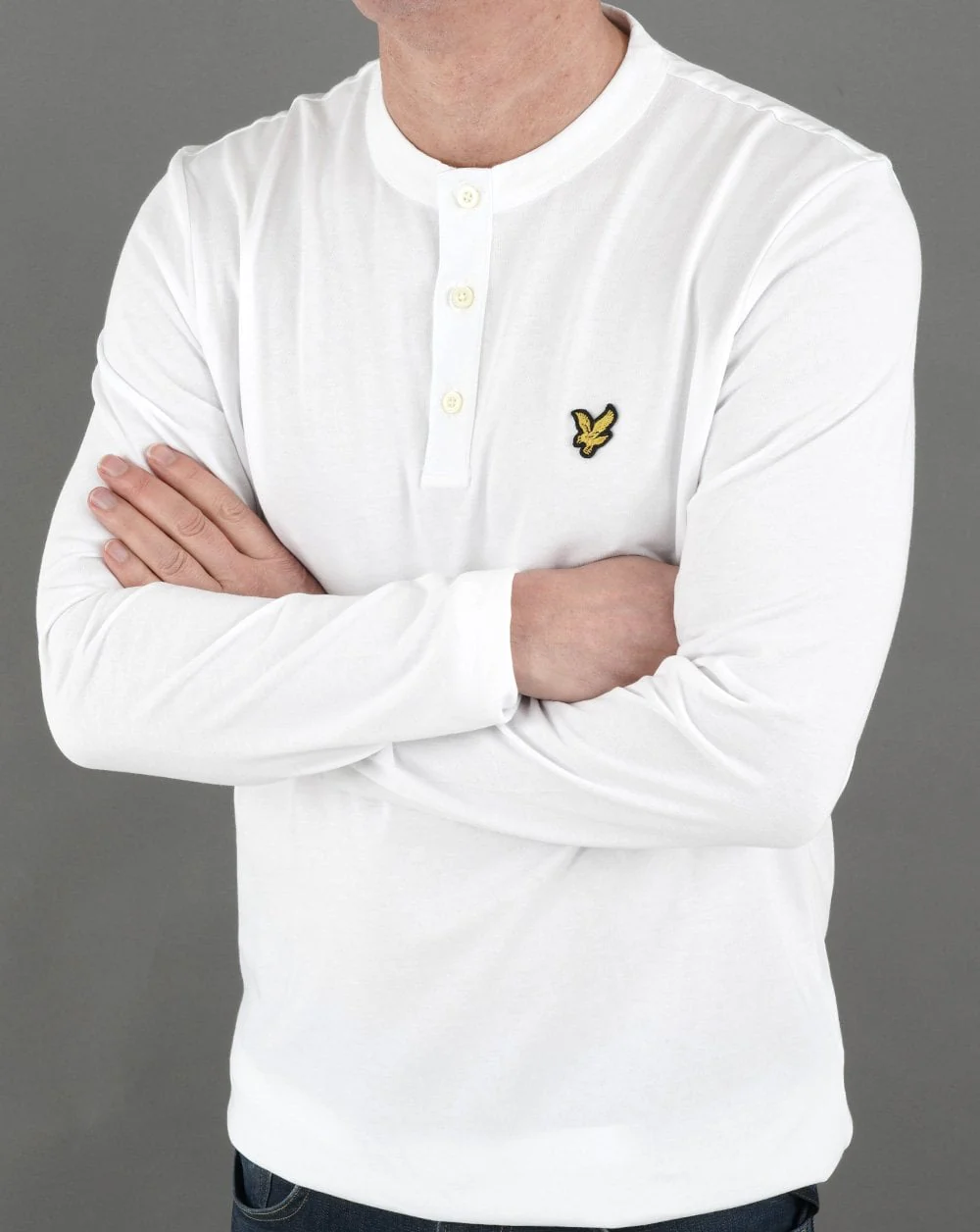 Lyle & Scott Long Sleeve Henley T-shirt White - Image 3