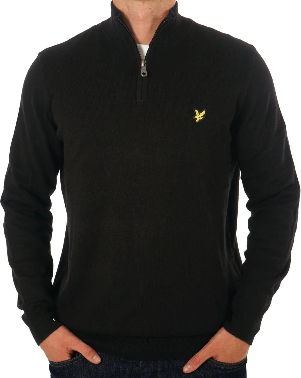 Lyle & Scott Merino Quarter Zip Jumper Black - Image 2