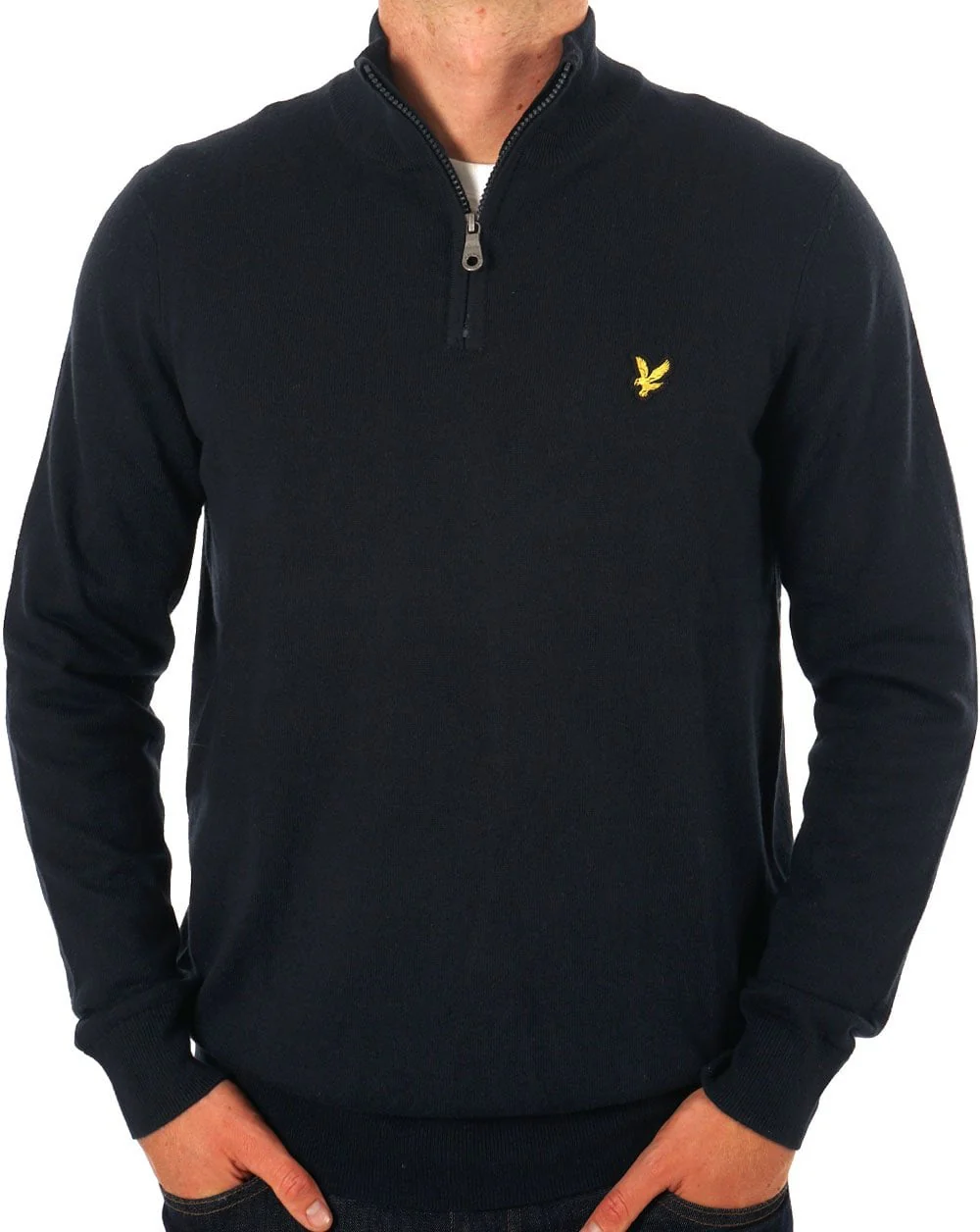 Lyle & Scott Merino Quarter Zip Jumper Navy - Image 2