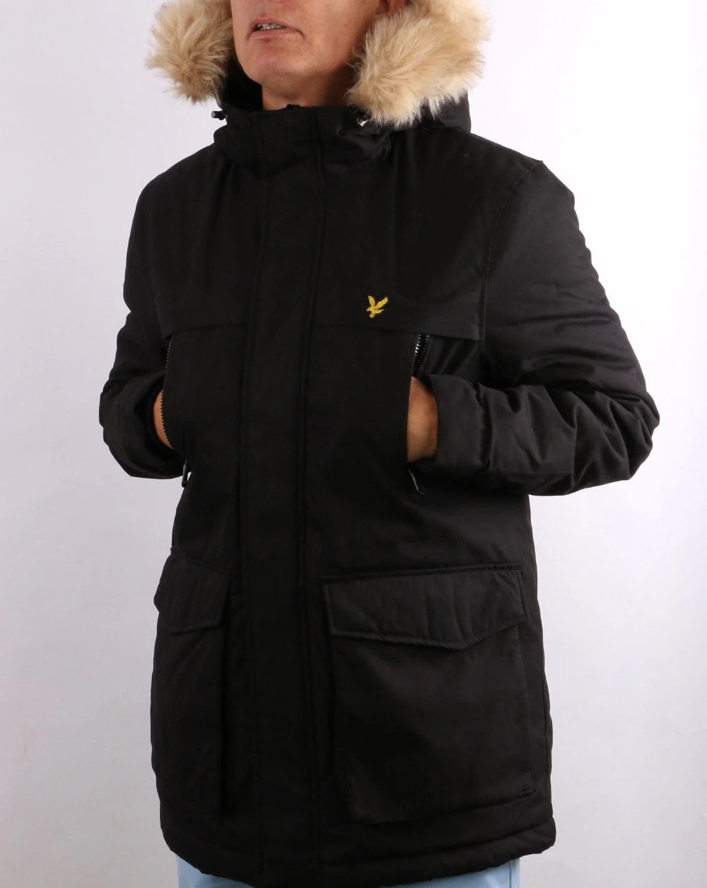 Lyle & Scott Micro Fleece Lined Parka Jet Black - Image 2