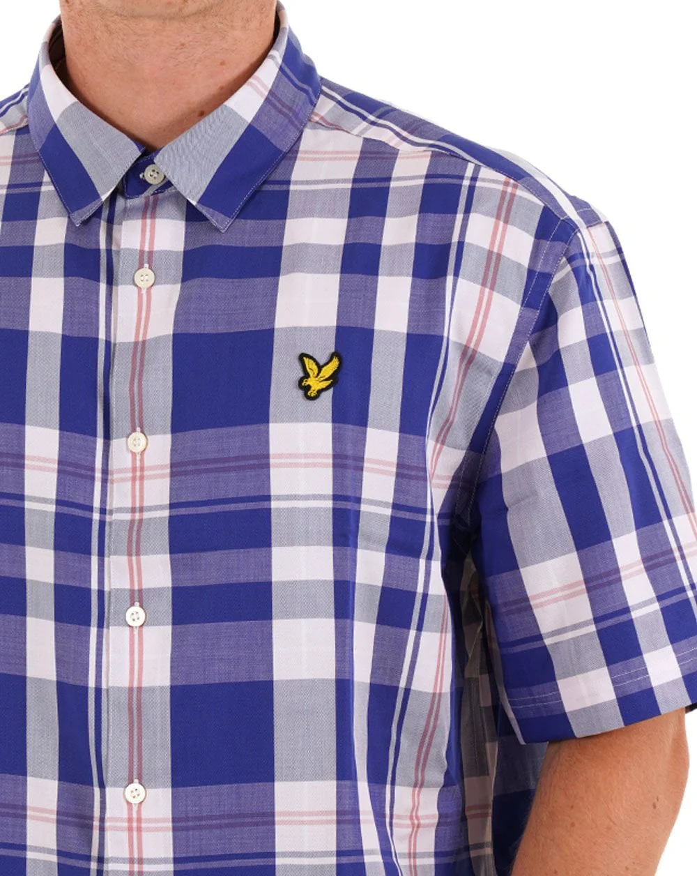 Lyle & Scott Oversized Tartan SS Shirt Blue - Image 2